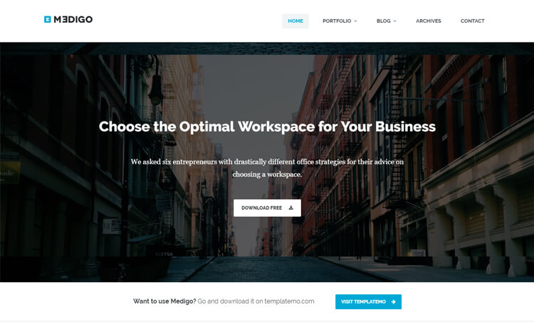 Medigo – 免费响应式专业商业作品集网站模板