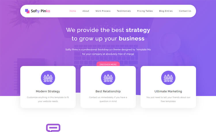 Softy Pinko – 免费HTML5 Bootstrap 4 商业企业网站模板