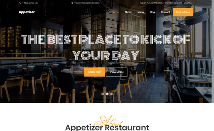 Appetizer – 免费 Bootstrap 4 HTML5 餐厅网站模板