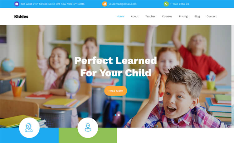 Kiddos – 免费HTML5 Bootstrap 4教育网站模板