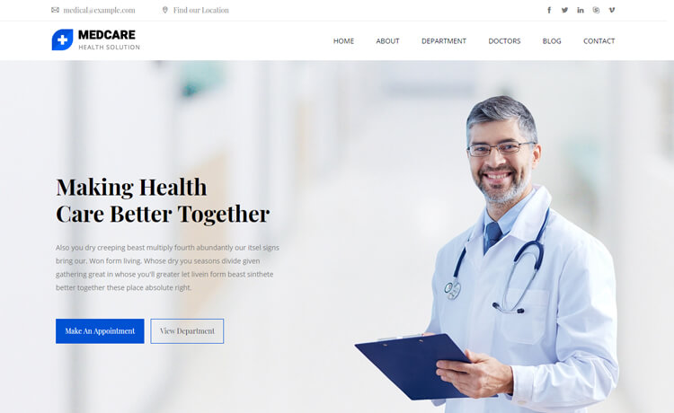 Medcare – 免费的Bootstrap 4 HTML5医疗网站模板