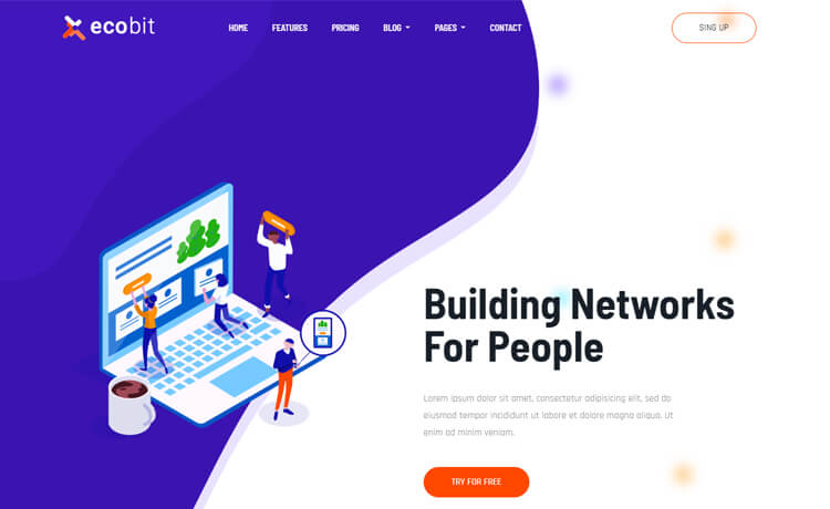 Ecobit – 免费 Bootstrap 4 HTML5 着陆页模板