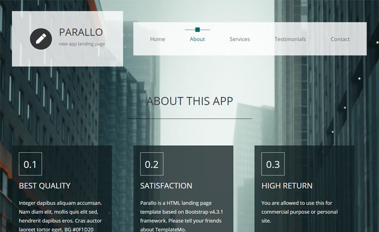 Parallo – 免费 Bootstrap 4 HTML5 着陆页模板