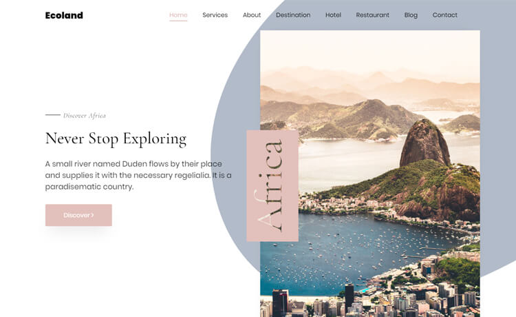 Ecoland – 免费HTML5 Bootstrap 4旅行社网站模板