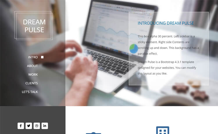 Dream Pulse – 免费的Bootstrap 4 HTML5单页作品集网站模板