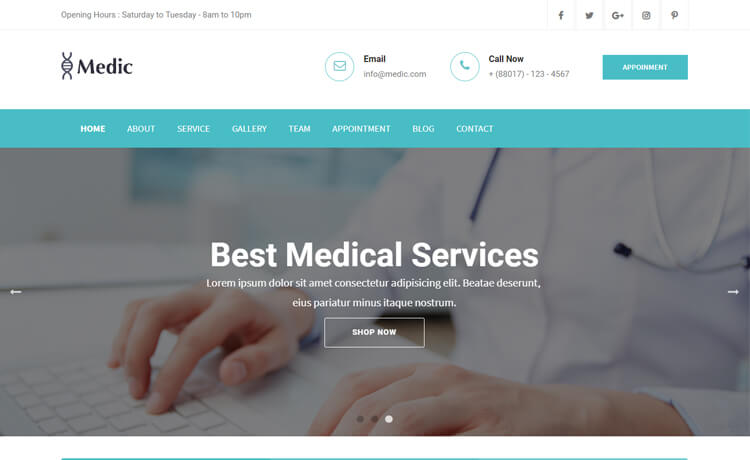 Medic – 免费响应式HTML5 Bootstrap医疗网站模板