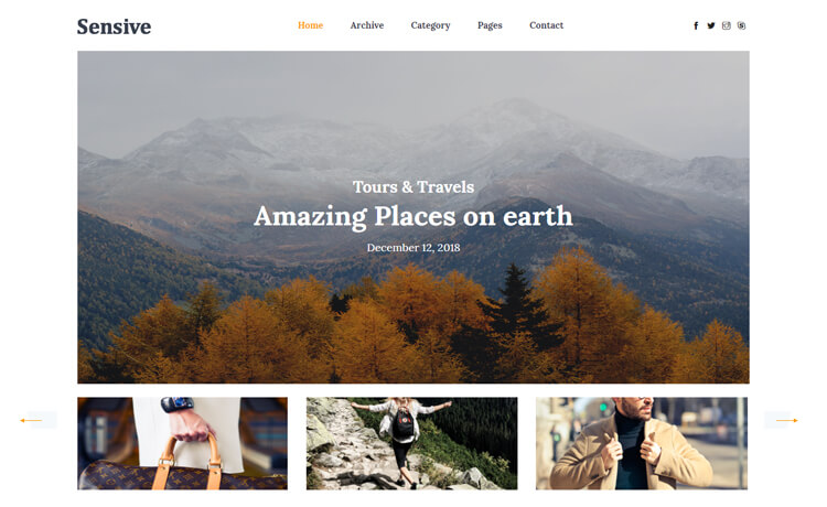 Sensive – 免费 Bootstrap 4 HTML5 旅游博客网站模板