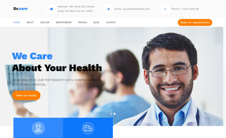 DrCare – 免费HTML5 Bootstrap 4 医疗网站模板