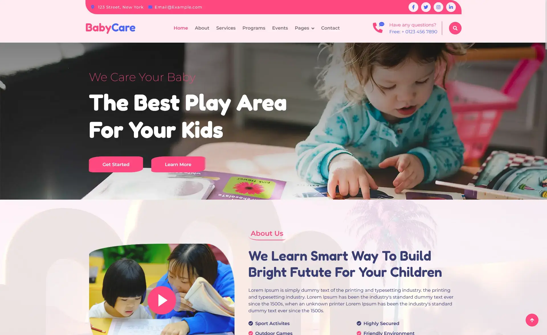 BabyCare – 免费的Bootstrap 5教育网站模板