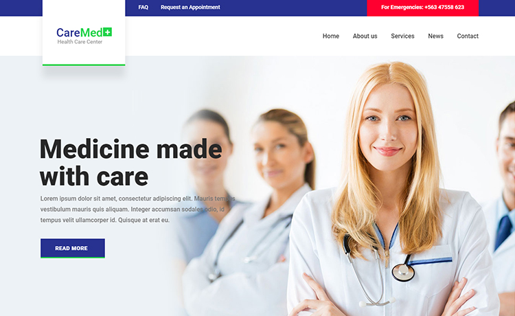 CareMed – 免费HTML5医疗模板带多个现成页面