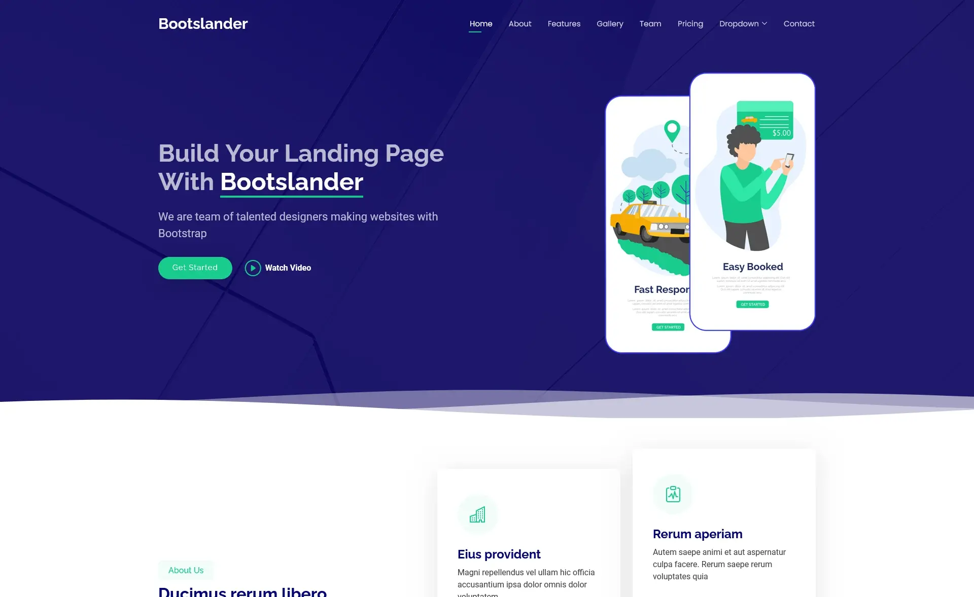 BootsLander – 免费响应式Bootstrap 5商业模板