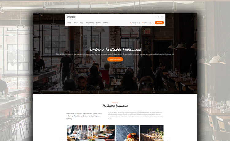 Risotto – 使用Bootstrap构建的免费HTML5餐厅网站模板带预订表单
