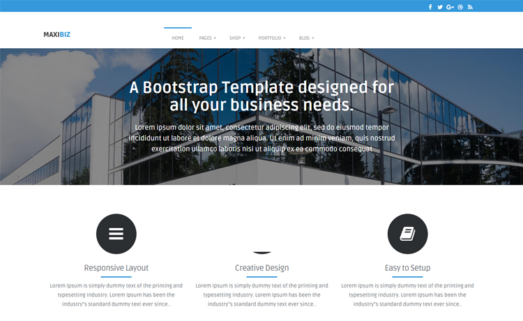 MaxiBiz – 免费Bootstrap HTML5多页面商业网站模板