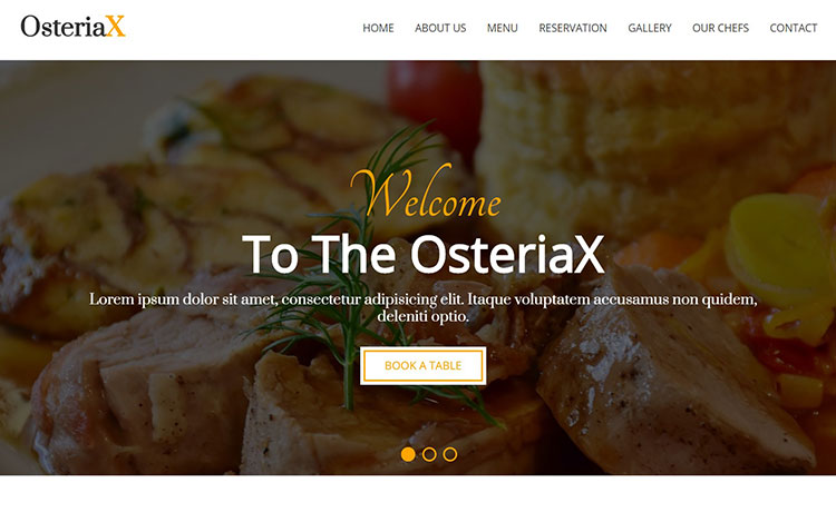 Osteriax – 免费HTML5餐厅模板带可运行联系表单