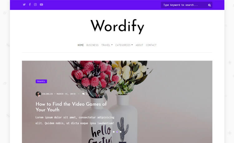 Wordify – 免费HTML5个人博客网站模板