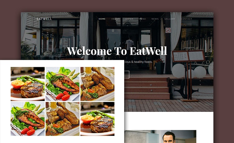 EatWell – 免费响应式餐厅模板带有一页式布局