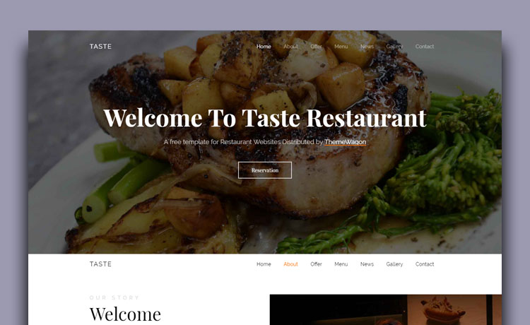 Taste – 互动免费 Bootstrap 4 餐厅模板