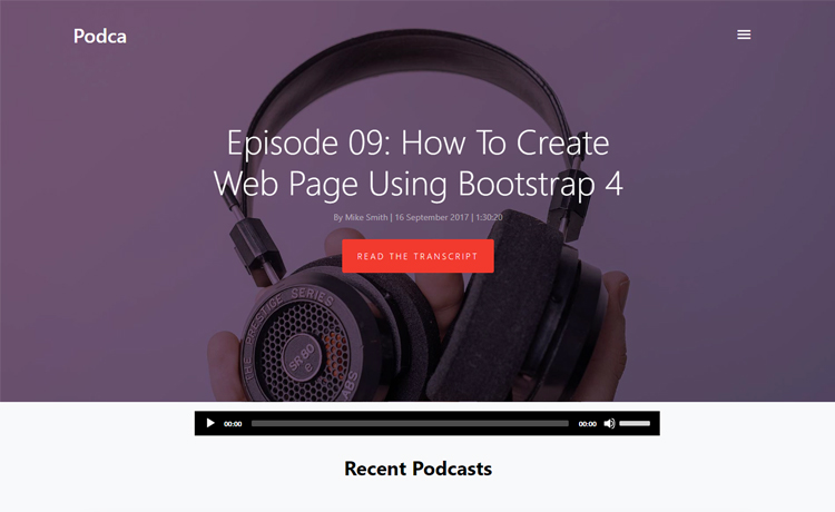 Podca – 免费的Bootstrap 4 HTML5播客网站模板