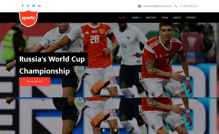 Sportz – 免费的Bootstrap 4 HTML5体育网站模板