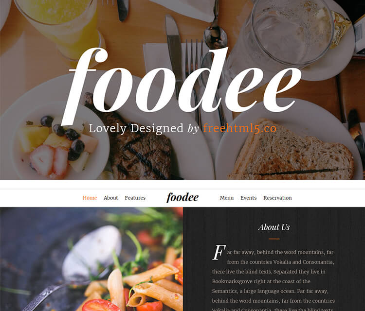 Foodee – 餐馆网站免费Bootstrap模板