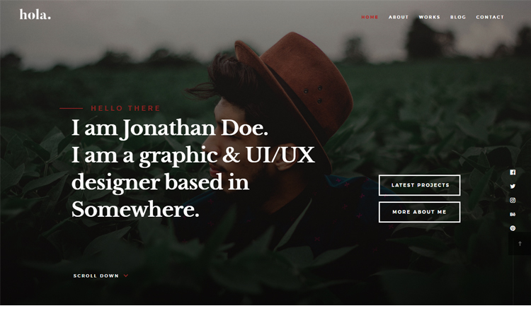 Hola – 免费HTML5专业作品集网站模板