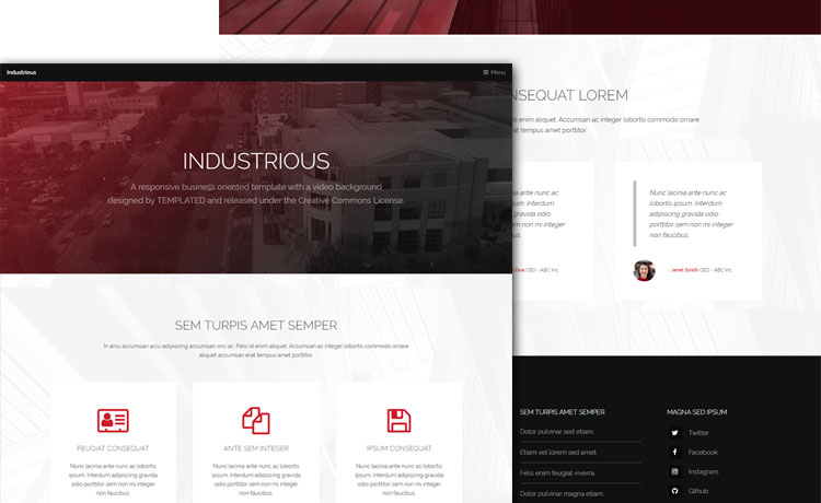 Industrious – 适用于中小型公司的HTML5免费响应式商业模板