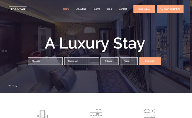 TheRiver – 免费HTML5 Bootstrap 4酒店度假村网站模板