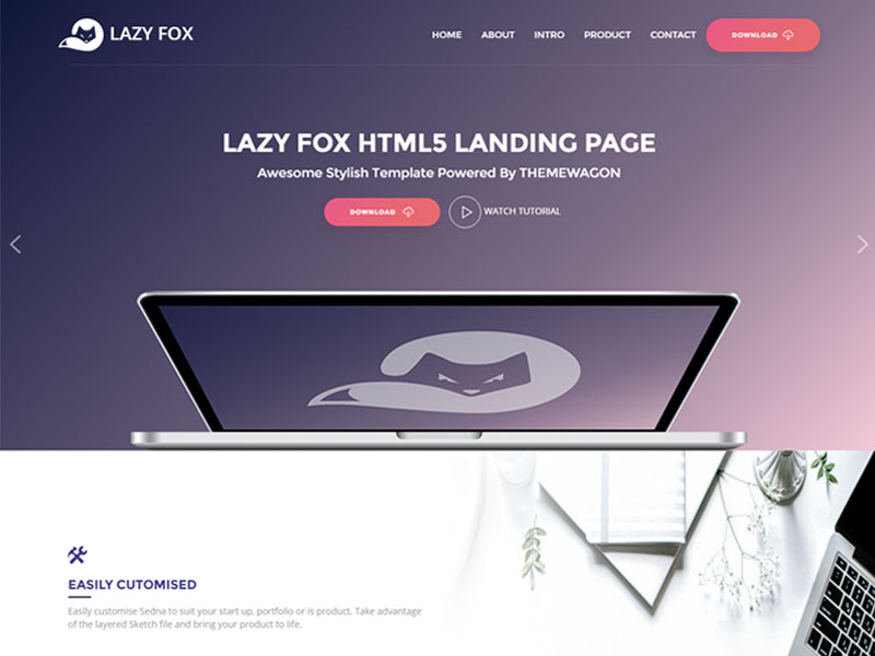 Lazy Fox – 免费Bootstrap HTML5着陆页模板