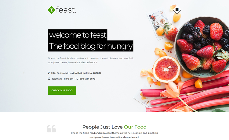 Feast – 创意且迷人的免费Bootstrap食品博客模板