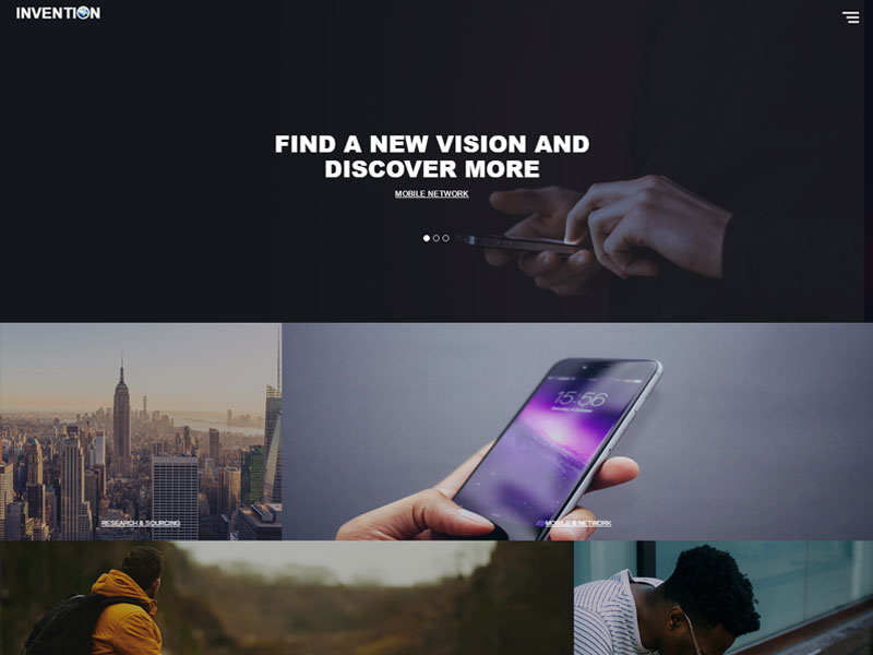 Invention – 适用于非传统网站的免费HTML5 Bootstrap模板