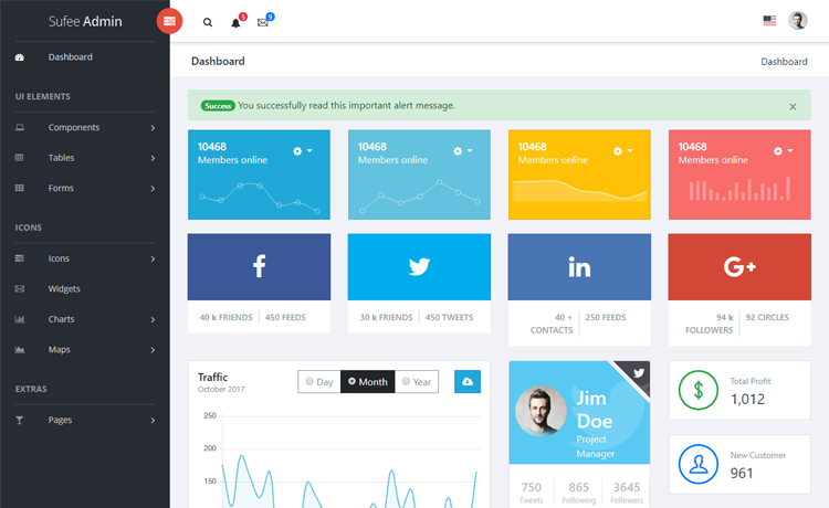 Sufee – 免费的Bootstrap 4 HTML5管理员仪表盘模板
