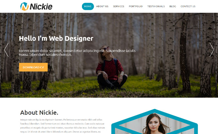 Nickie – 免费单页Bootstrap 4 HTML5作品集网站模板