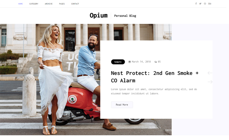 Opium – 免费 Bootstrap 4 HTML5 个人博客网站模板