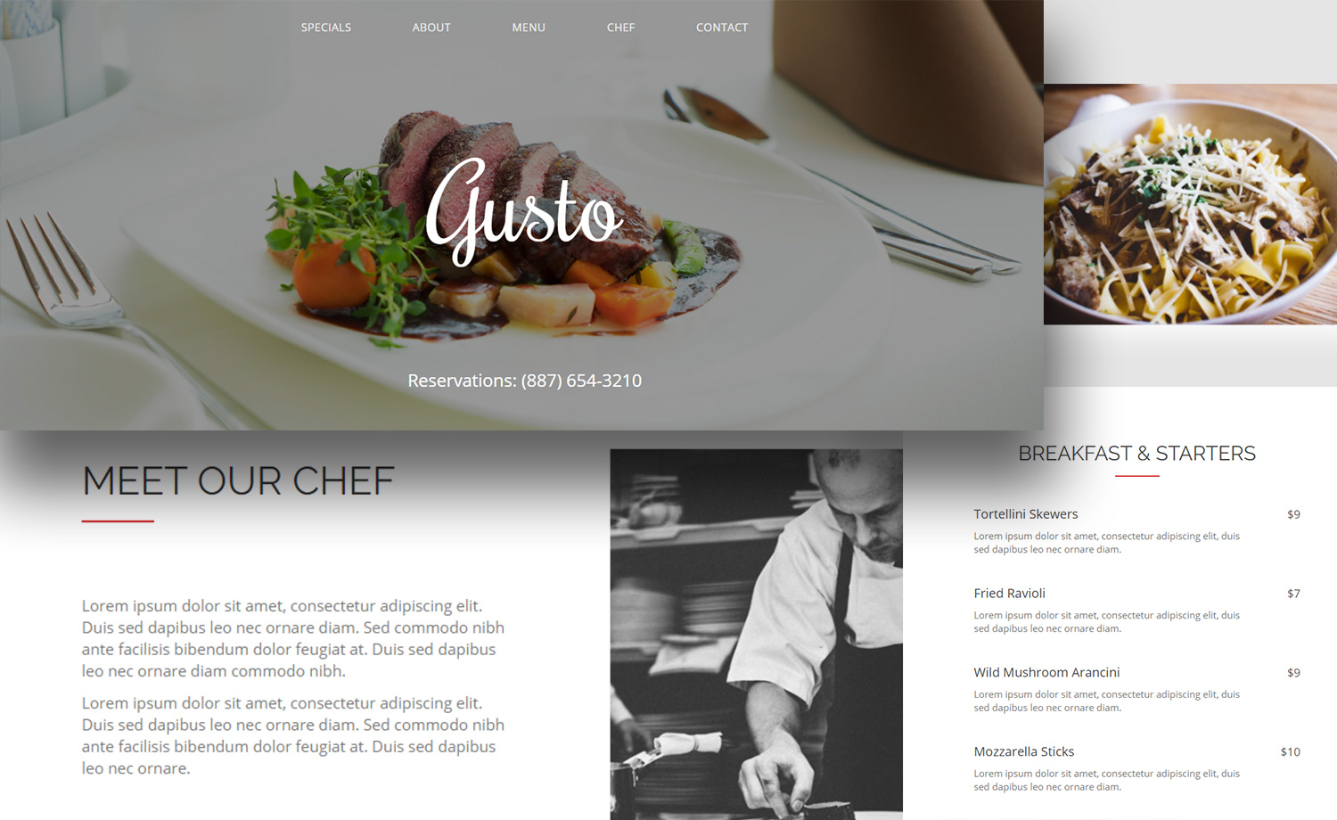 Gusto – 免费HTML5食品餐厅单页网站模板