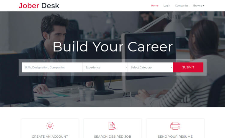 Jober Desk – 免费Bootstrap HTML5招聘网站模板