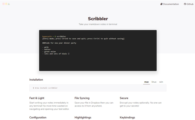 Scribbler – 免费的HTML5在线文档模板适用于应用、主题和软件