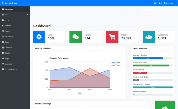 BootAdmin – 免费HTML5 Bootstrap 4管理员仪表盘模板