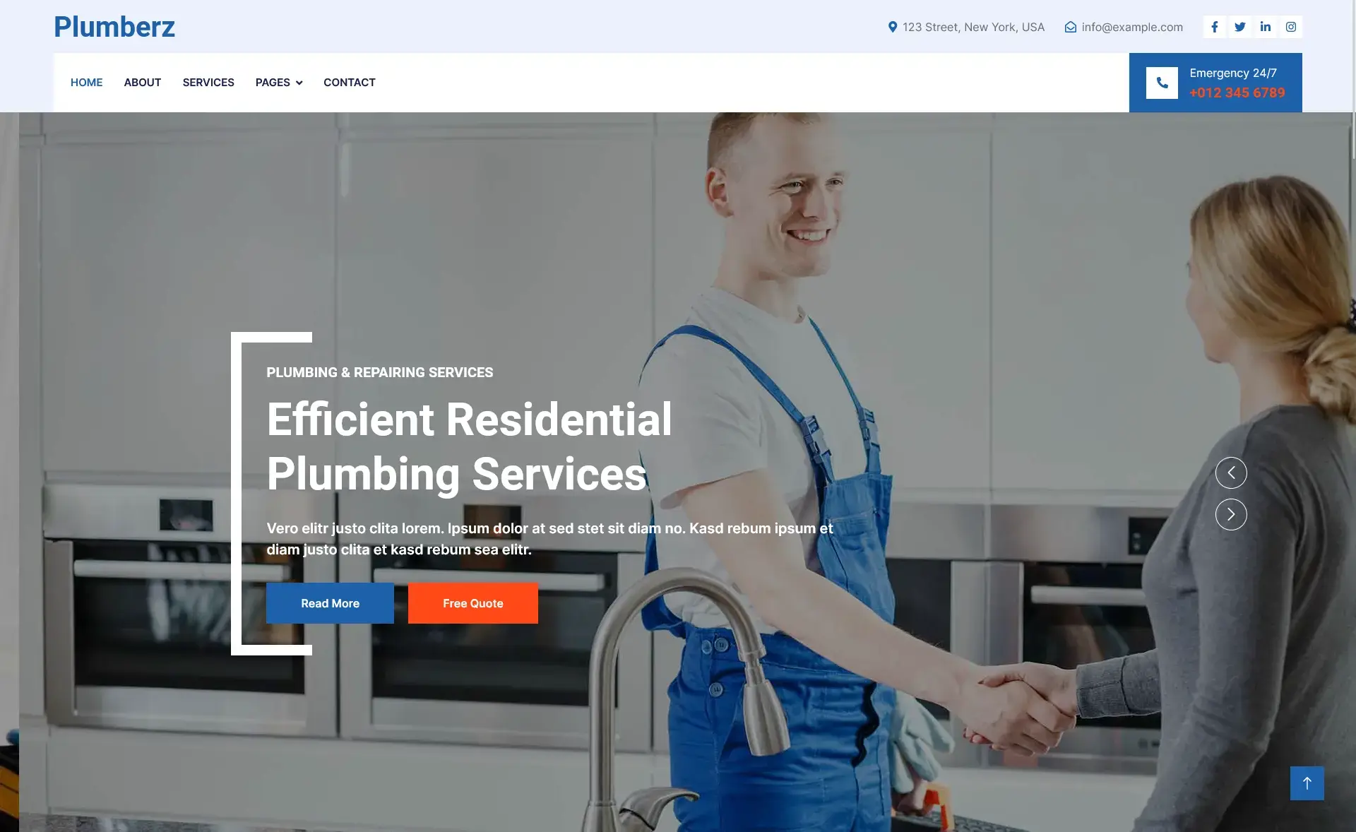 Plumberz – 免费Bootstrap 5商业网站模板