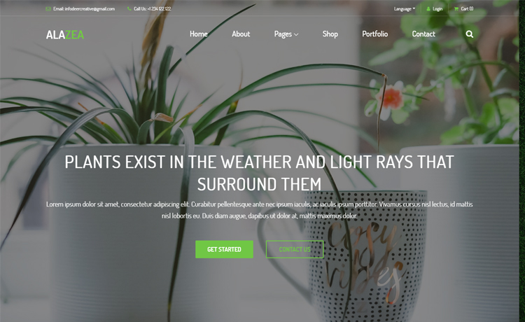 Alazea – 免费的Bootstrap 4 HTML5植物苗圃网站模板