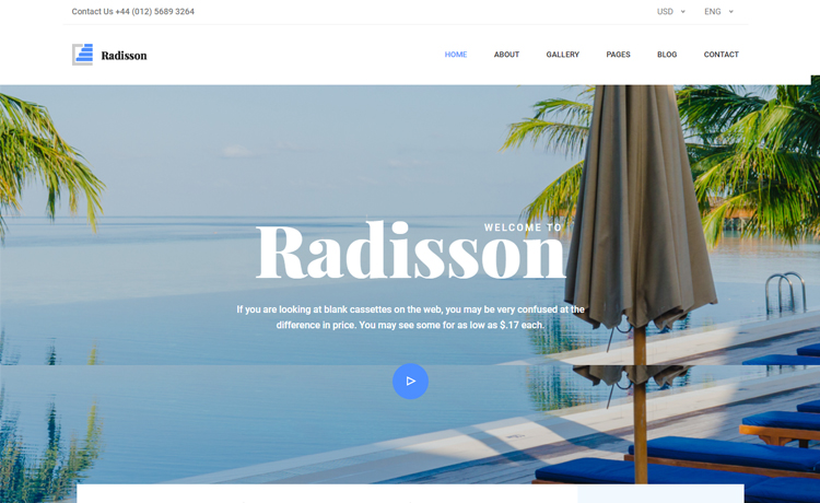 Radisson – 免费 Bootstrap 4 HTML5 酒店度假网站模板