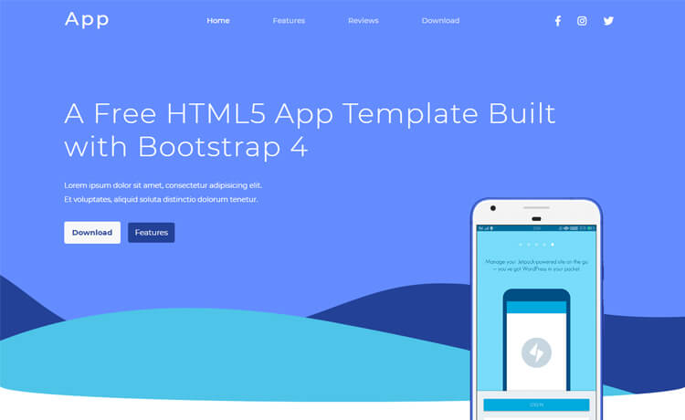 应用 – 免费HTML5 Bootstrap 4应用程序着陆页模板