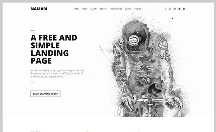 Namari – 免费单页HTML5着陆页模板