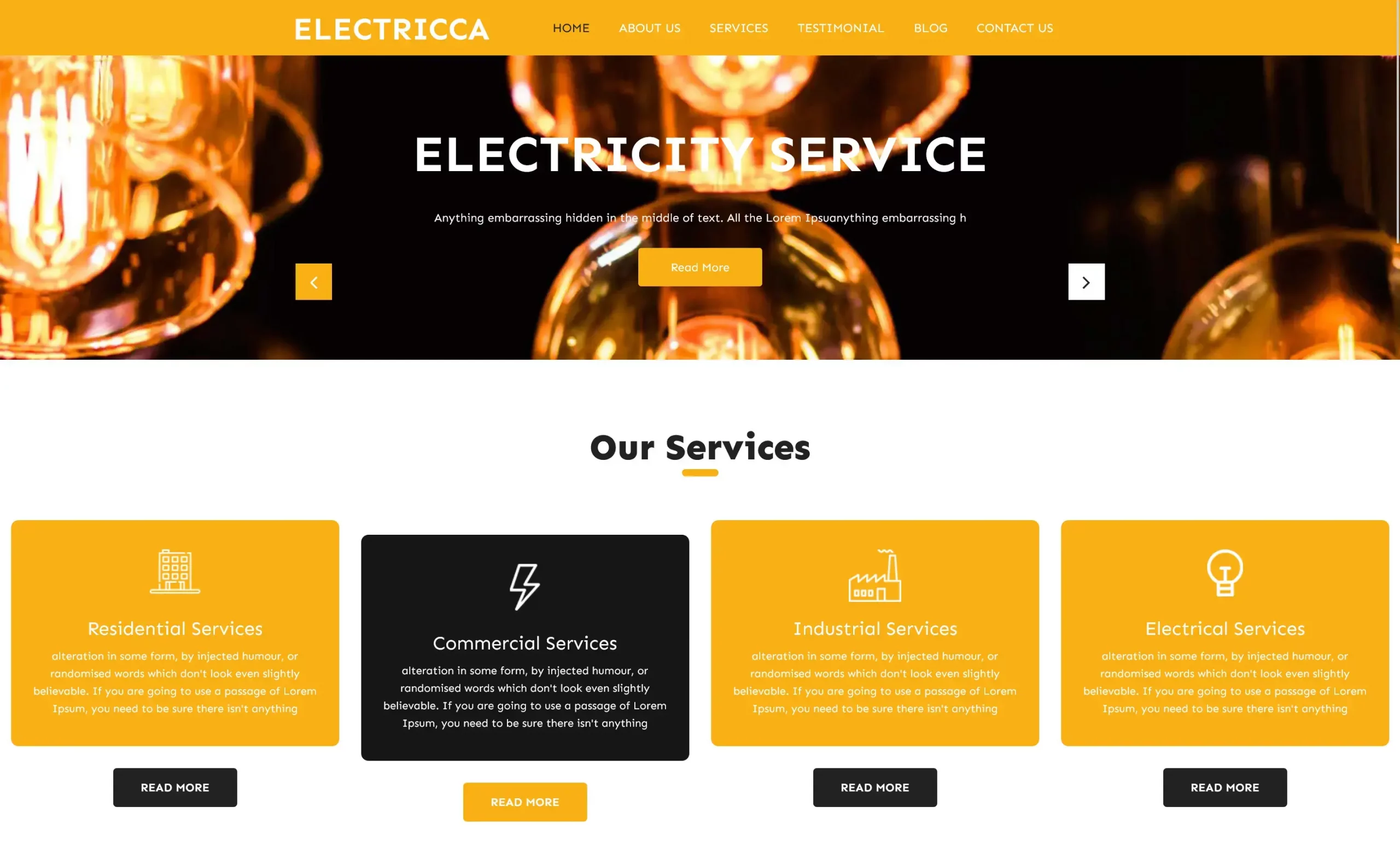 Electricca – 免费的Bootstrap 4企业网站模板