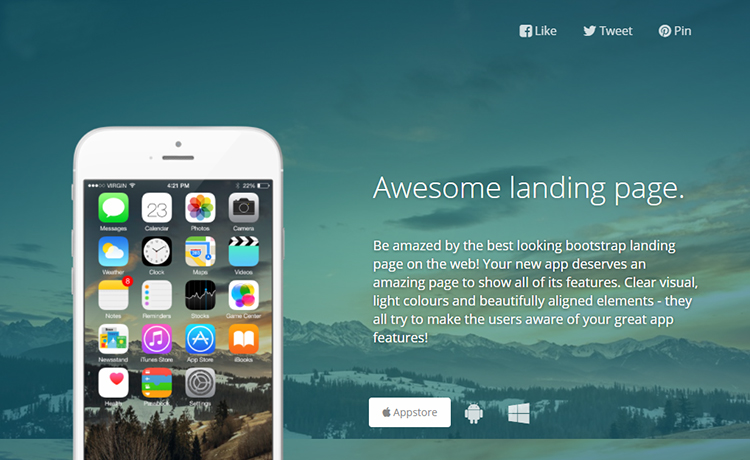 Awesome Landing Page – 免费的Bootstrap HTML5应用程序着陆页模板