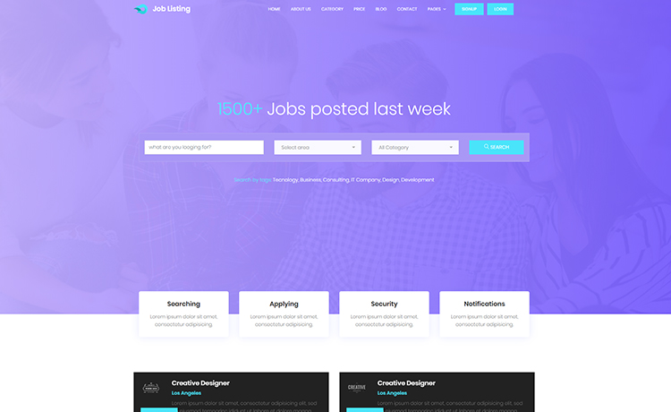 JobListing – 免费HTML5公司网站模板用于职位发布