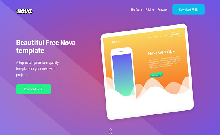 Nova – 免费项目展示单页Bootstrap模板