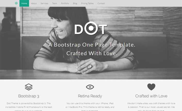 Dot – 免费的Bootstrap HTML5单页代理个人作品集网站模板