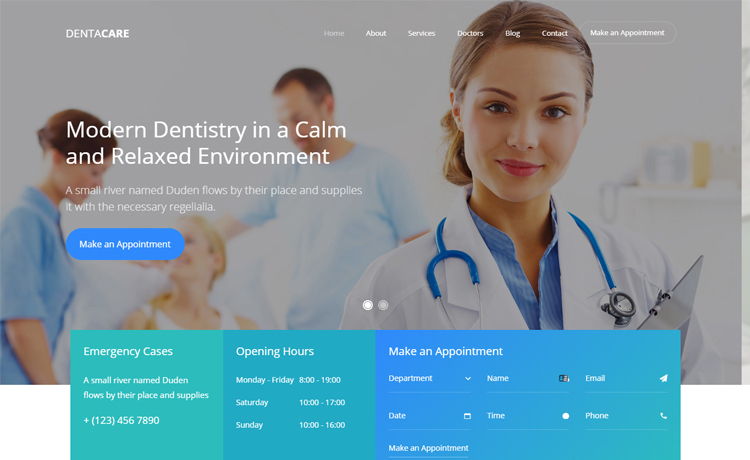 Dentacare – 免费 Bootstrap 4 HTML5 牙科网站模板