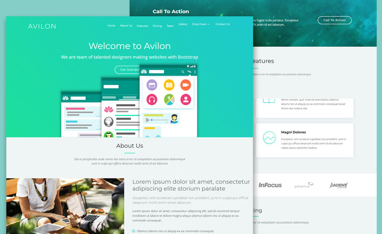 Avilon – 免费Bootstrap HTML响应式着陆页模板用于高效转化