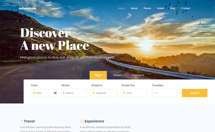 Adventure 2 – 免费Bootstrap 4 HTML5旅行社网站模板